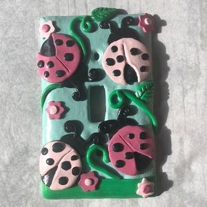 Hand Crafted Lady Bug Light Switch Plate